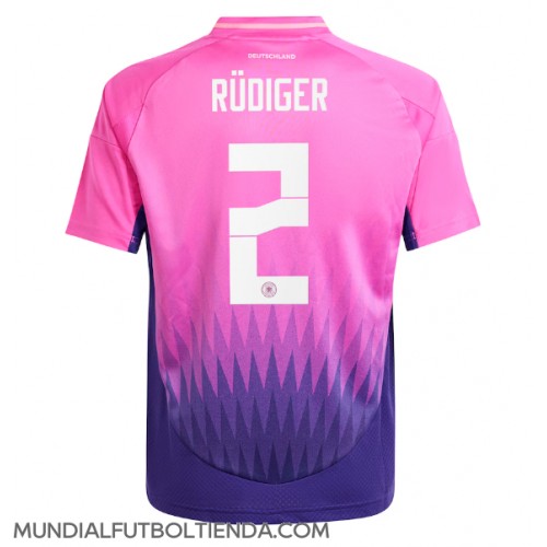 Camiseta Alemania Antonio Rudiger #2 Segunda Equipación Replica Eurocopa 2024 mangas cortas